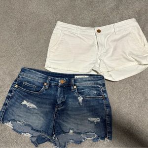 Blank NYC denim shorts and white Roxy shorts